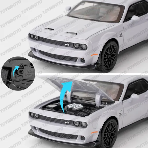 Grey_1:24_Dodge_Challenger_Srt_Hellcat_Die-Cast_Car_Toy_Pull_Back_Muscle_Car_With_Led_Lights,_Realistic_Engine_Sound,_Horn_In_Steering,Metal_Model_Vehicle_For_Boys,_Kids_&_Collectors