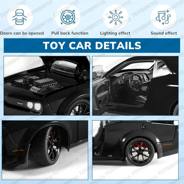 Grey_1:24_Dodge_Challenger_Srt_Hellcat_Die-Cast_Car_Toy_Pull_Back_Muscle_Car_With_Led_Lights,_Realistic_Engine_Sound,_Horn_In_Steering,Metal_Model_Vehicle_For_Boys,_Kids_&_Collectors