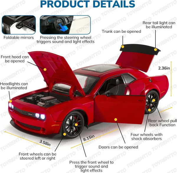 Red_1:24_Dodge_Challenger_Srt_Hellcat_Die-Cast_Car_Toy_Pull_Back_Muscle_Car_With_Led_Lights,_Realistic_Engine_Sound,_Horn_In_Steering,Metal_Model_Vehicle_For_Boys,_Kids_&_Collectors
