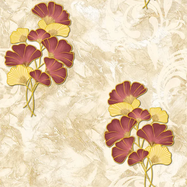 Ruby_Ginkgo_Leaf_Pattern_Wallpapers_For_Decoration_(0.53_mtr-10_mtr)