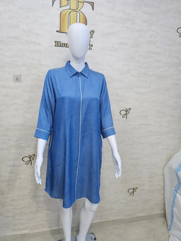 Sky_Blue_Rayon_Blend_Silky_Denim_Dress_For_Women_&_Girls