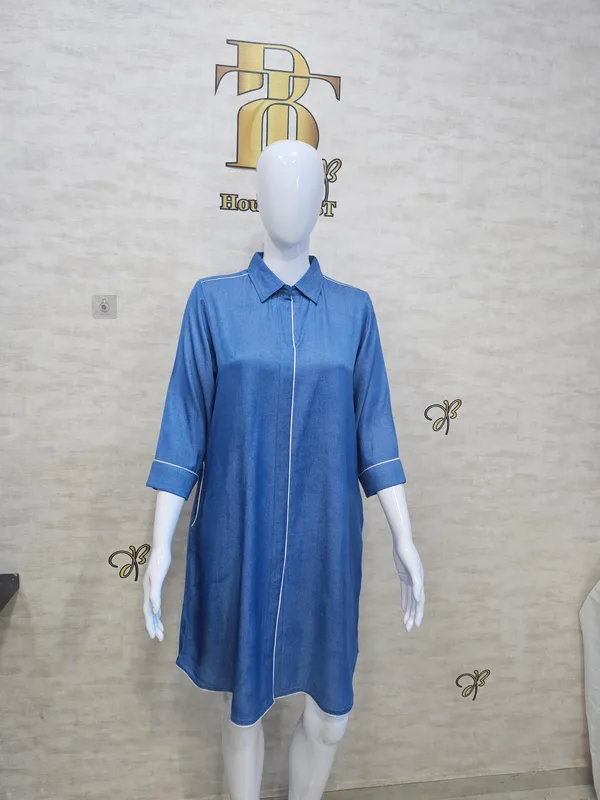Sky_Blue_Rayon_Blend_Silky_Denim_Dress_For_Women_&_Girls
