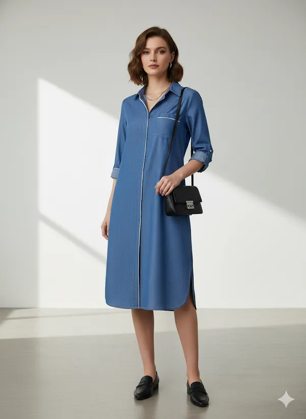 Sky_Blue_Rayon_Blend_Silky_Denim_Dress_For_Women_&_Girls