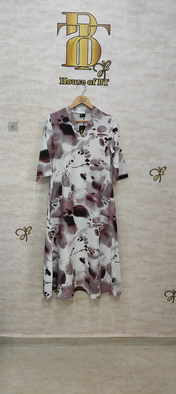 Purple_Rayon_Blend_Water_Color_Print_Dress_For_Women_&_Girls