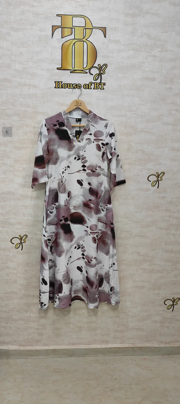 Purple_Rayon_Blend_Water_Color_Print_Dress_For_Women_&_Girls