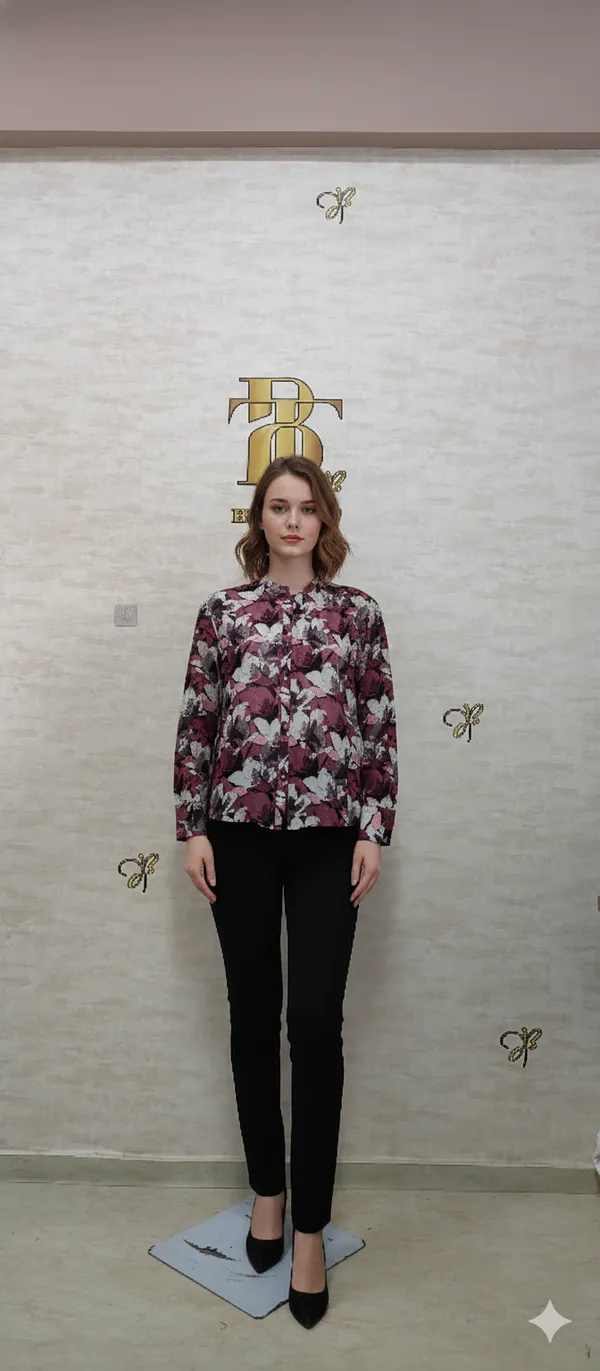Plum_Poly_Chinnon_Pearl_Buttoned_Shirt_For_Women_&_Girls