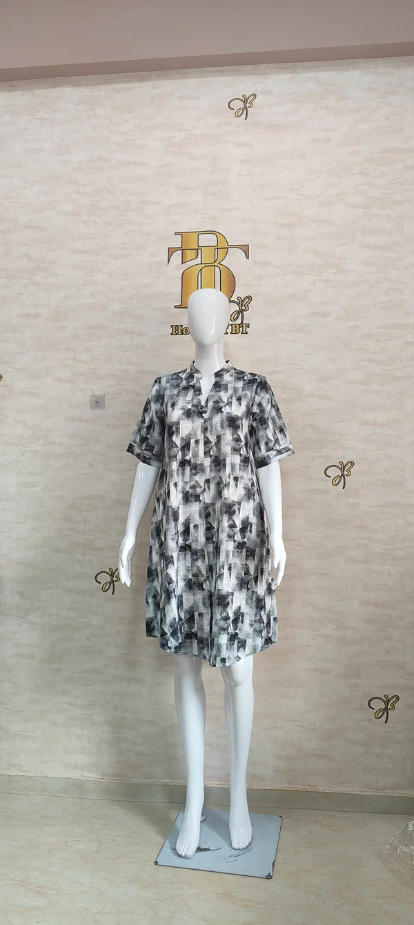 Grey_Rayon_Blend_Geo_Abstract_Print_Dress_For_Women_&_Girls