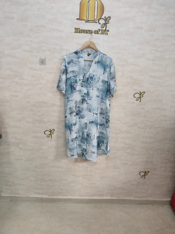Blue_Rayon_Blend_Abstract_Shift_Print_Dress_For_Women_&_Girls