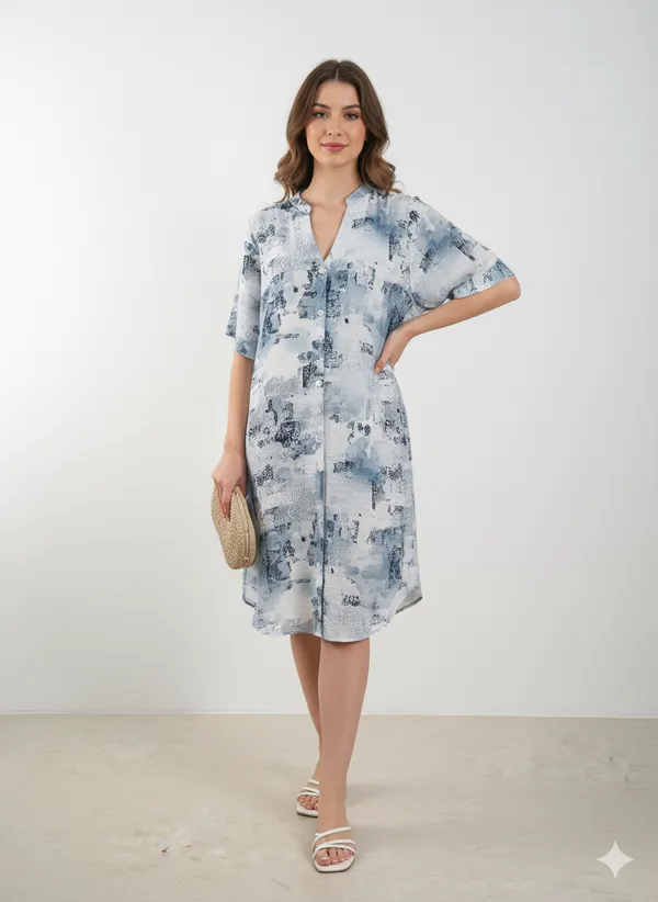 Blue_Rayon_Blend_Abstract_Shift_Print_Dress_For_Women_&_Girls