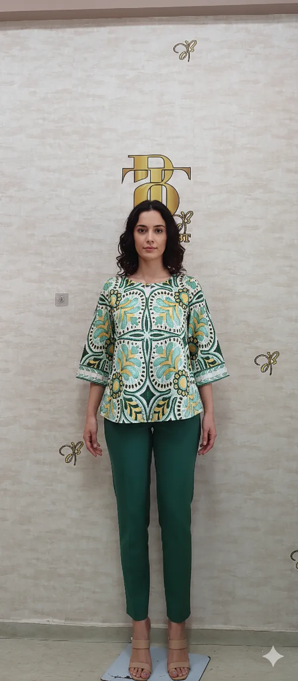 Green_Satin_Vibrant_Tile_Print_Satin_Top_For_Women_&_Girls