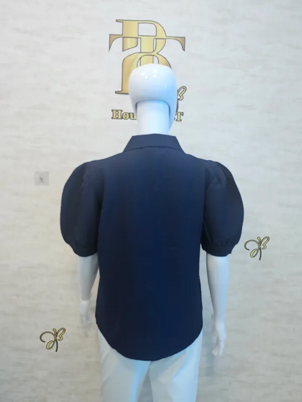Navy_Poly_Wrinkle_Textured_Shirt_For_Women_&_Girls