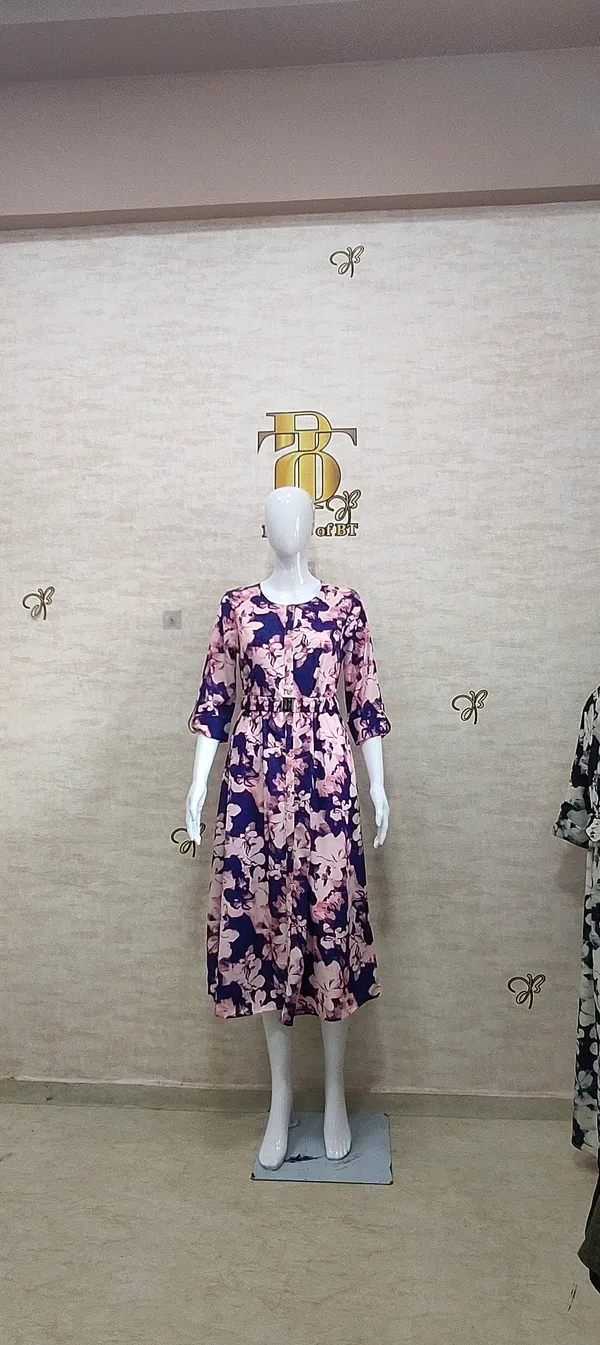 Purple_Poly_Floral_Flared_Dress_For_Women_&_Girls