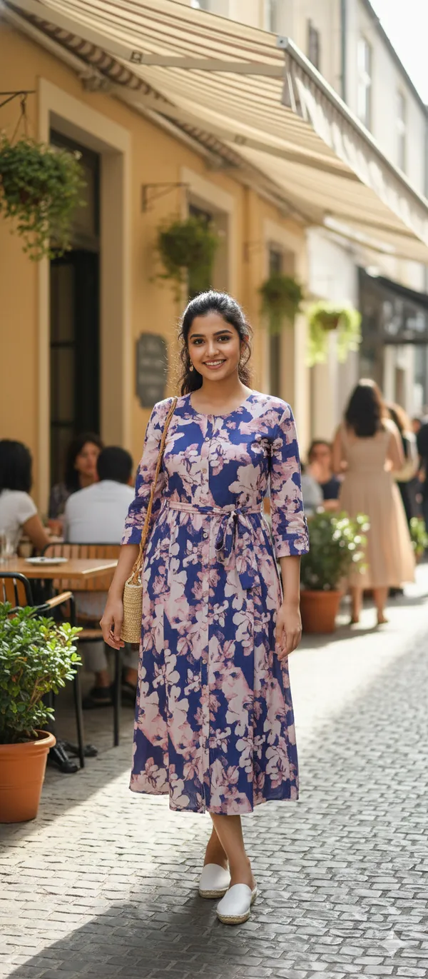 Purple_Poly_Floral_Flared_Dress_For_Women_&_Girls