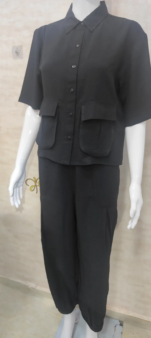 Black_Rayon_Blend_Waffle_Design_Korean_Co-Ord_Set_For_Women_&_Girls