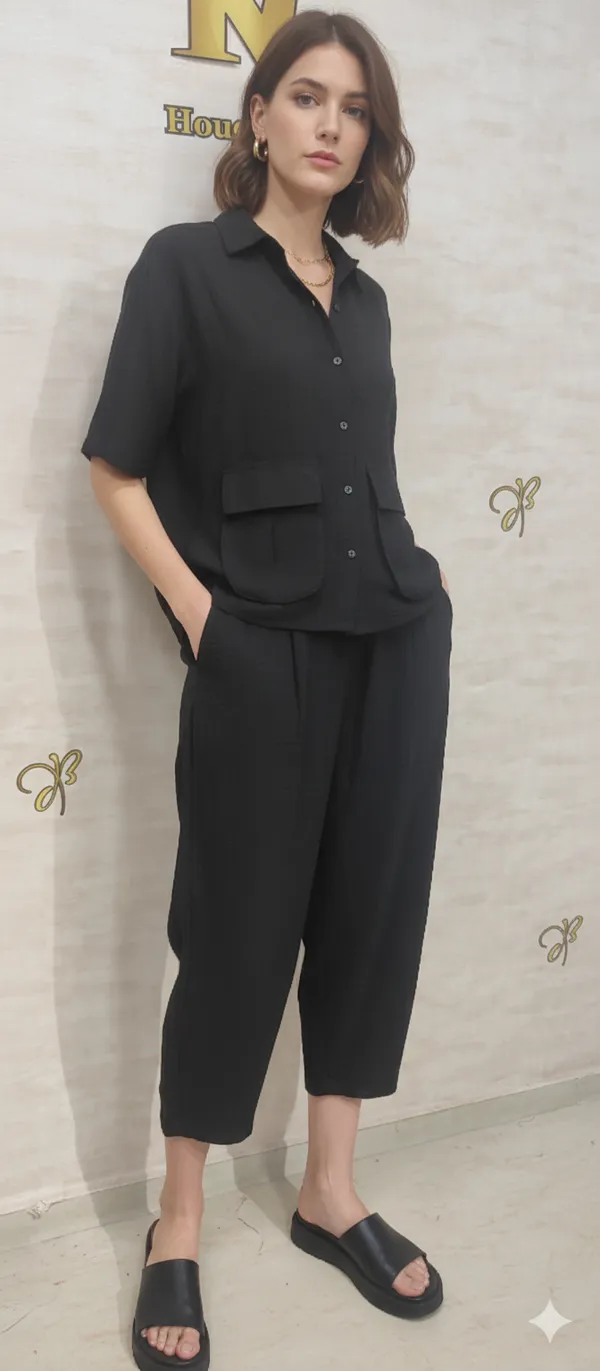 Black_Rayon_Blend_Waffle_Design_Korean_Co-Ord_Set_For_Women_&_Girls