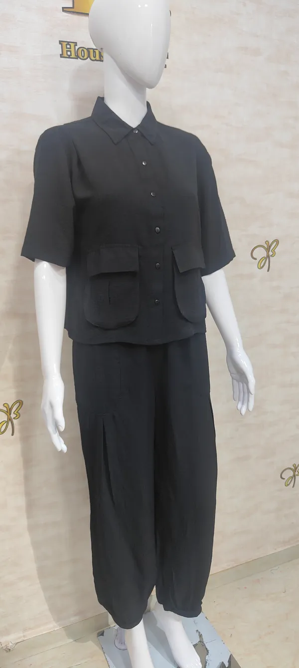 Black_Rayon_Blend_Waffle_Design_Korean_Co-Ord_Set_For_Women_&_Girls