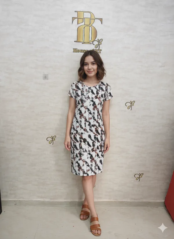 Rust_Rayon_Blend_Chic_And_Smart_Shift_Style_Dress_For_Women_&_Girls