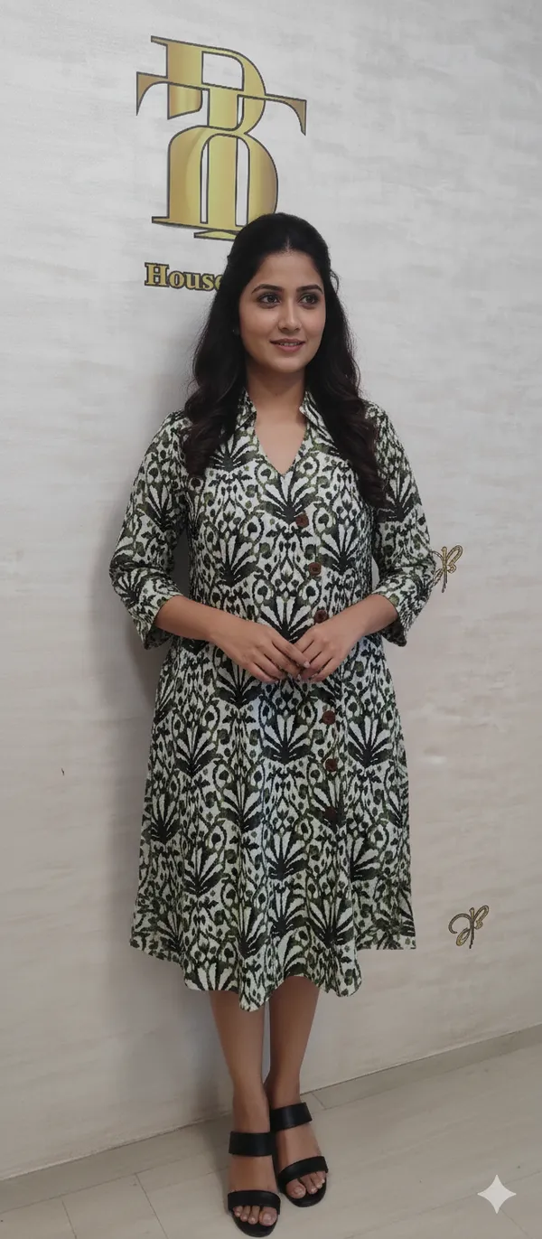 Green_Rayon_Blend_Cotton_Comfy_Flared_Dress_For_Women_&_Girls