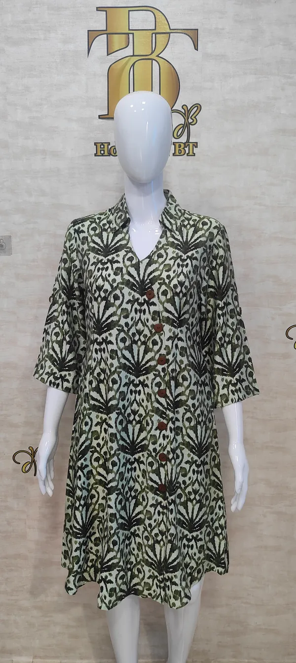 Green_Rayon_Blend_Cotton_Comfy_Flared_Dress_For_Women_&_Girls