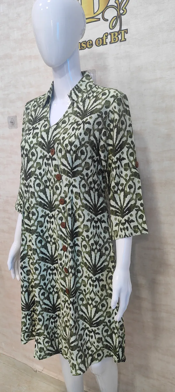 Green_Rayon_Blend_Cotton_Comfy_Flared_Dress_For_Women_&_Girls