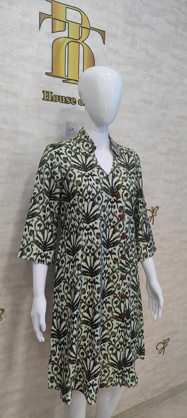 Green_Rayon_Blend_Cotton_Comfy_Flared_Dress_For_Women_&_Girls