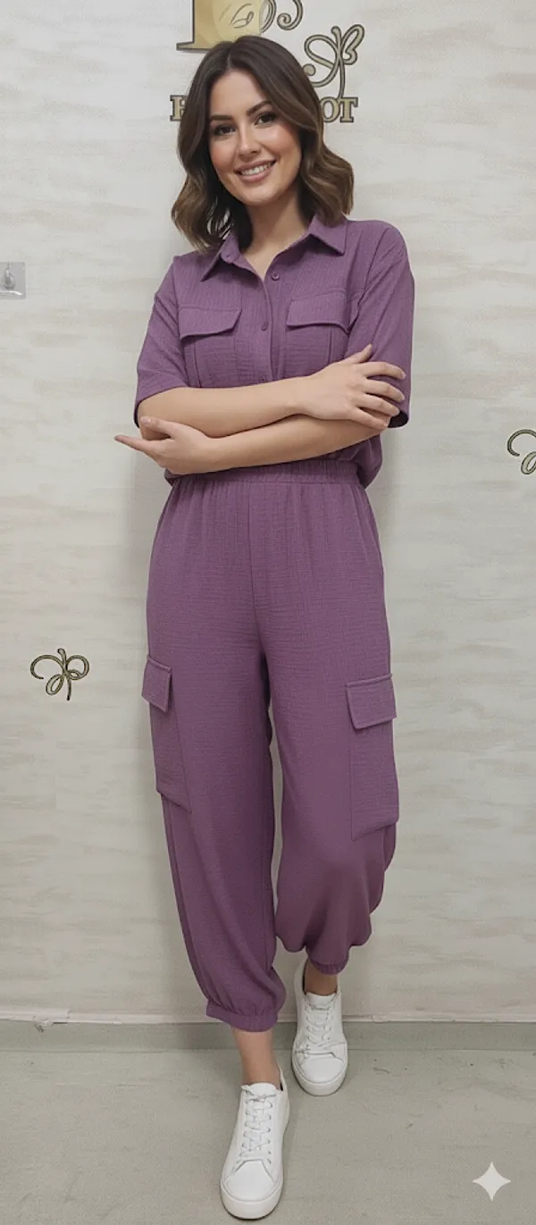 Purple_Rayon_Blend_Waffle_Design_Korean_Co-Ord_Set_For_Women_&_Girls