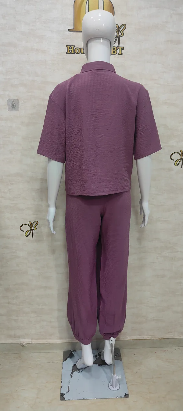 Purple_Rayon_Blend_Waffle_Design_Korean_Co-Ord_Set_For_Women_&_Girls