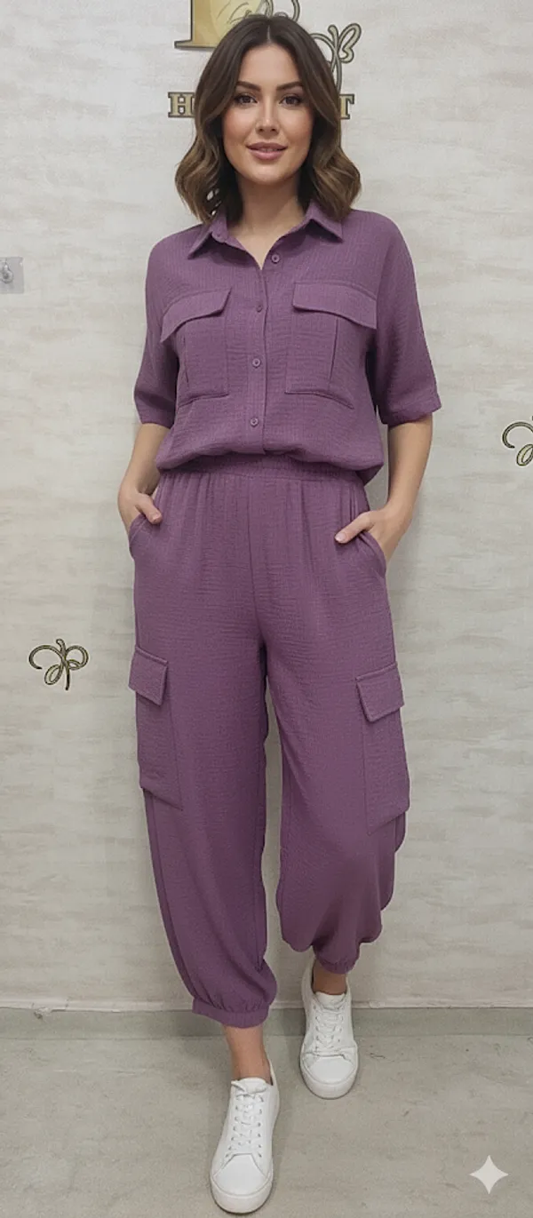 Purple_Rayon_Blend_Waffle_Design_Korean_Co-Ord_Set_For_Women_&_Girls