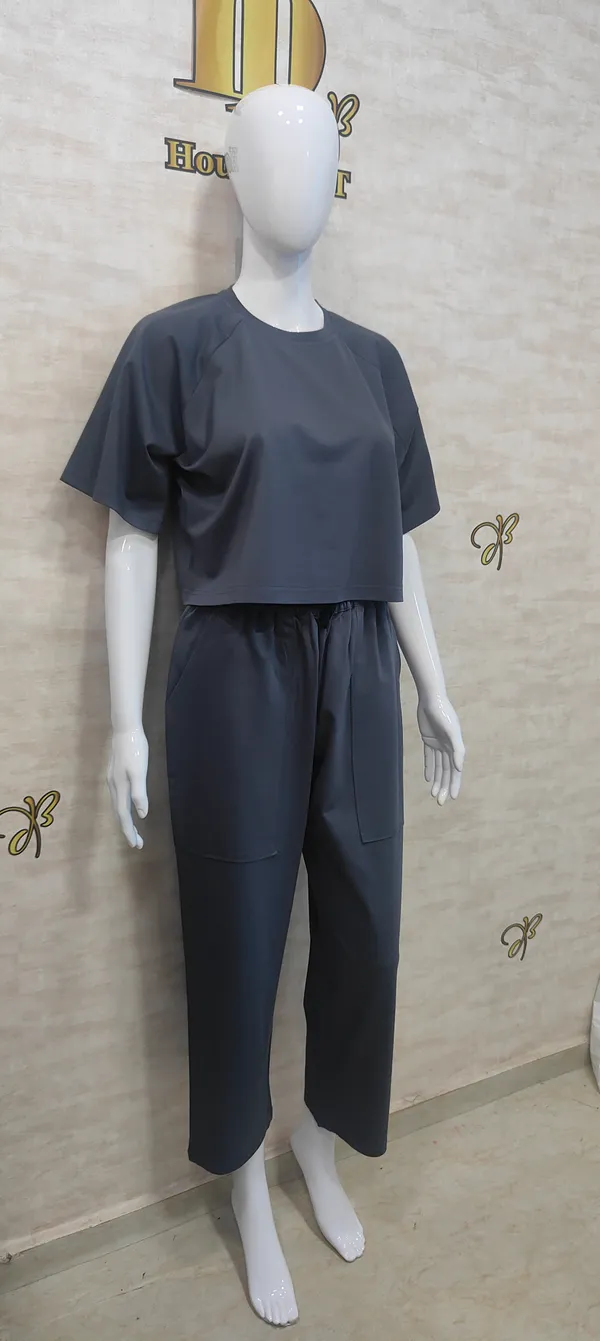 Grey_Rayon,_Nylon_&_Spandex_Drop_Shoulder_Crop_Top_For_Women_&_Girls