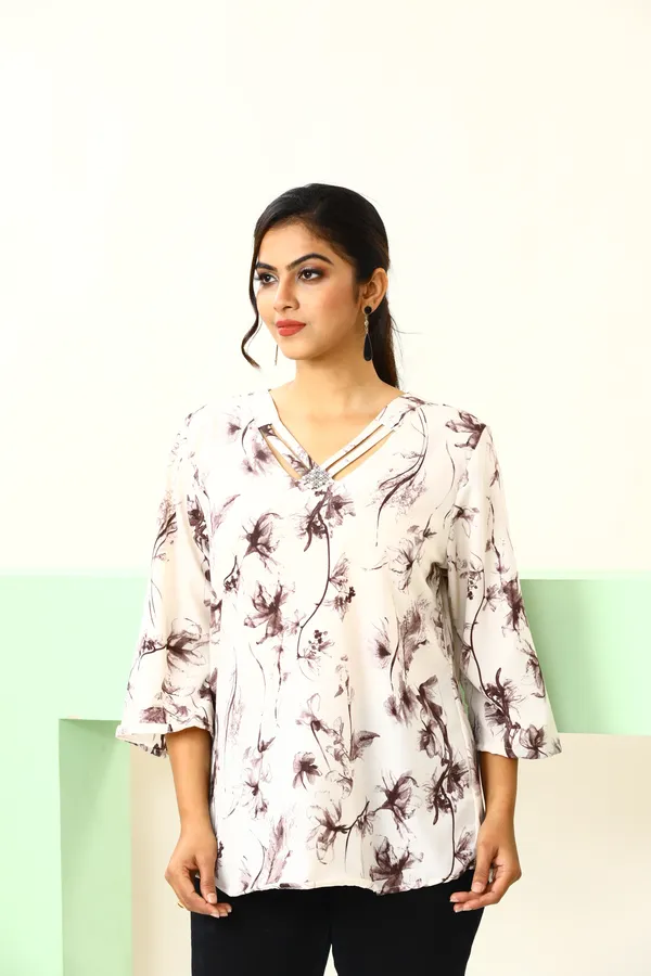 Cream_Poly_Criss_Cross_Glam_Top_For_Women_&_Girls