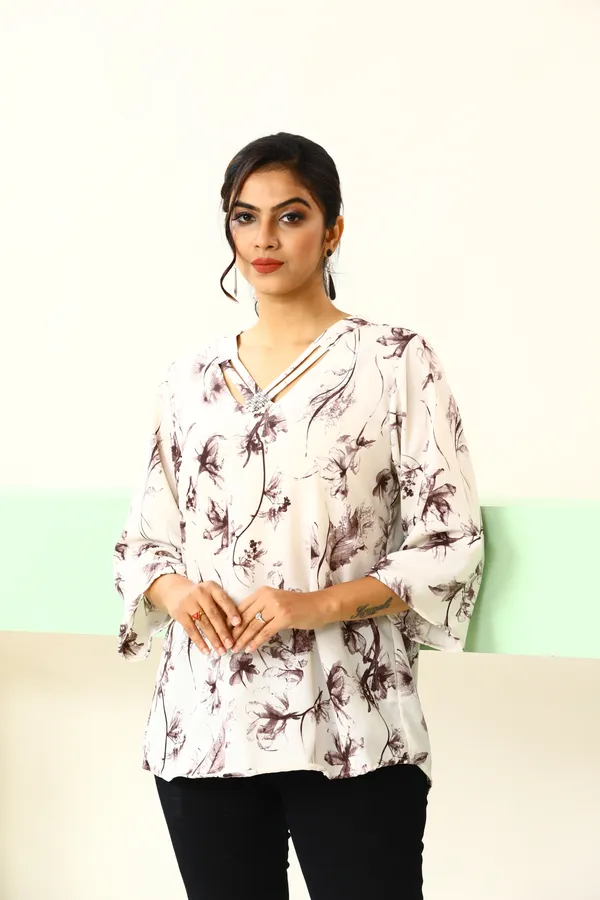 Cream_Poly_Criss_Cross_Glam_Top_For_Women_&_Girls