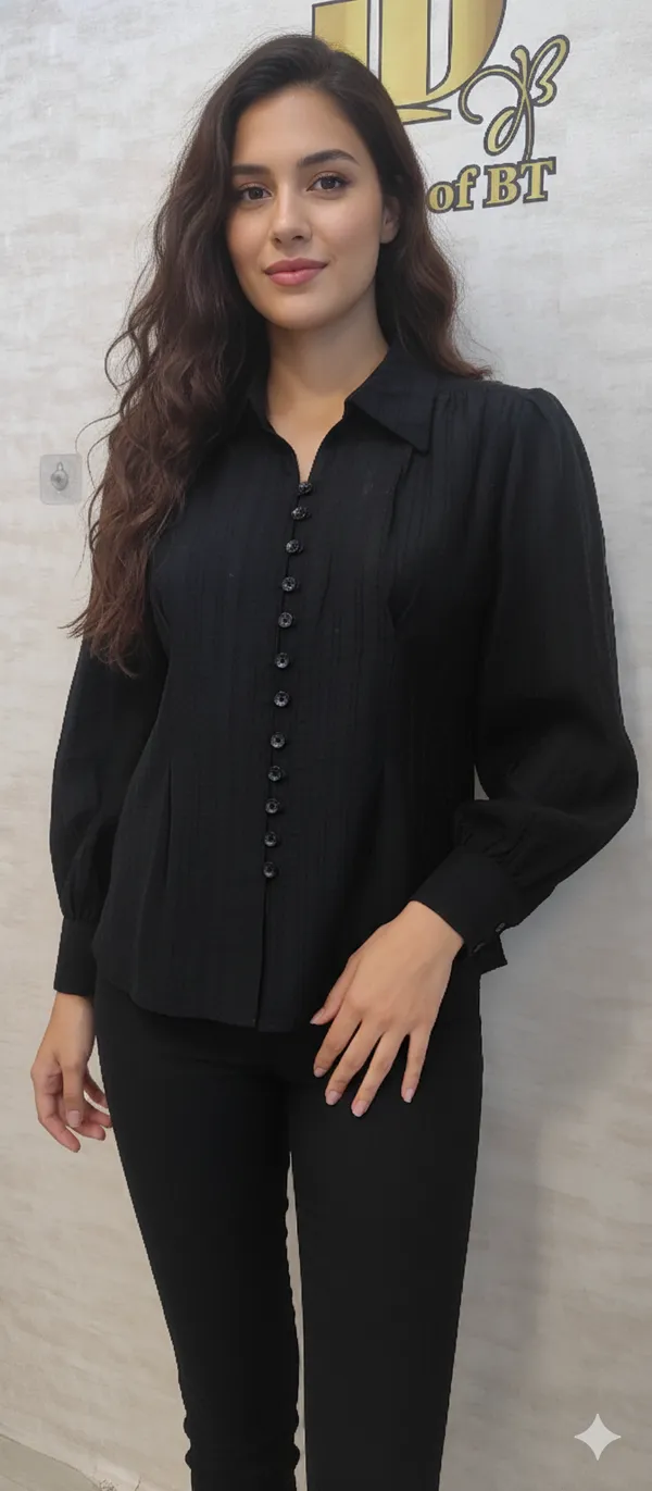 Black_Poly_Hemium_Stripe_Top_For_Women_&_Girls