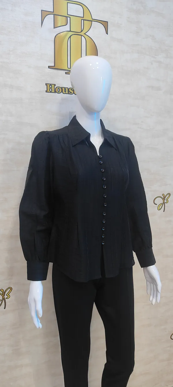 Black_Poly_Hemium_Stripe_Top_For_Women_&_Girls