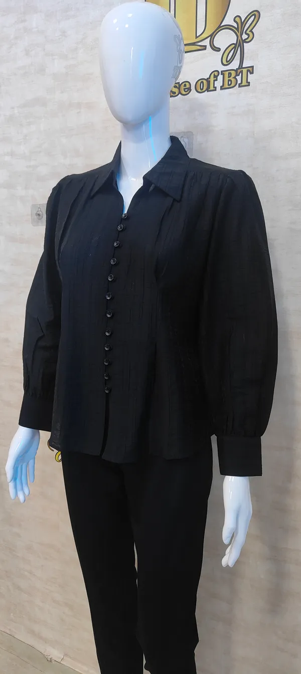 Black_Poly_Hemium_Stripe_Top_For_Women_&_Girls