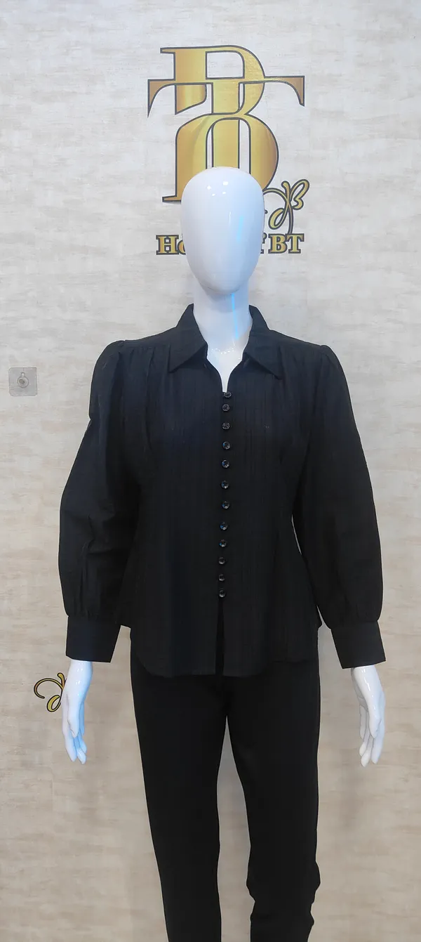 Black_Poly_Hemium_Stripe_Top_For_Women_&_Girls