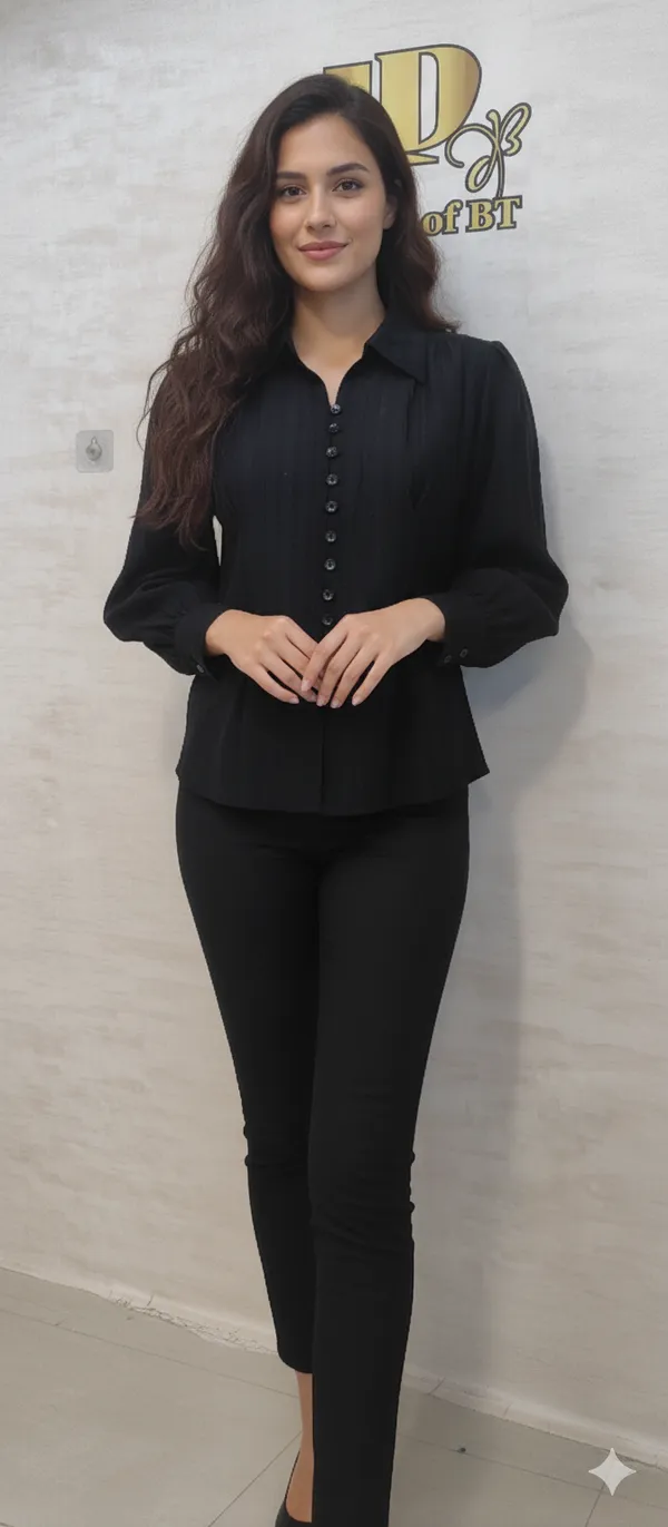 Black_Poly_Hemium_Stripe_Top_For_Women_&_Girls