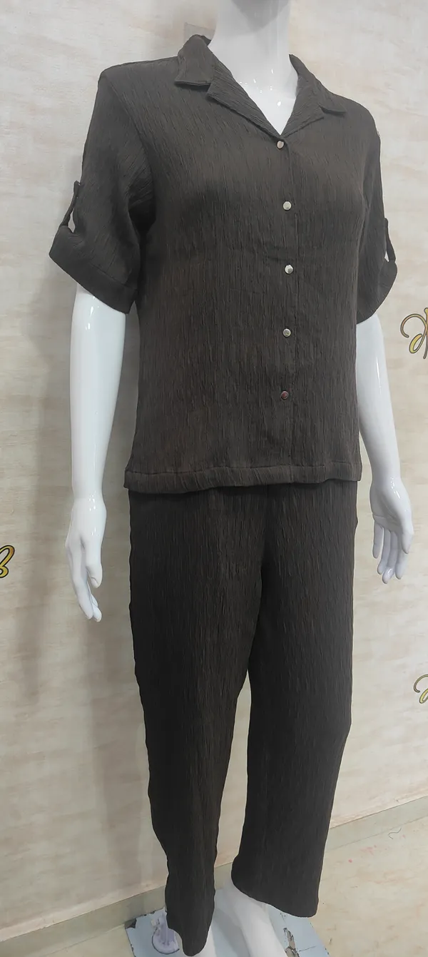 Brown_Rayon_Blend_Not_So_Casual_Co-Ord_Set_For_Women_&_Girls
