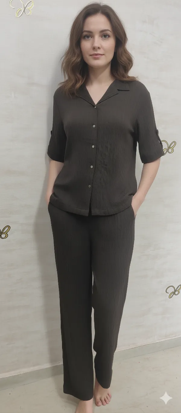 Brown_Rayon_Blend_Not_So_Casual_Co-Ord_Set_For_Women_&_Girls
