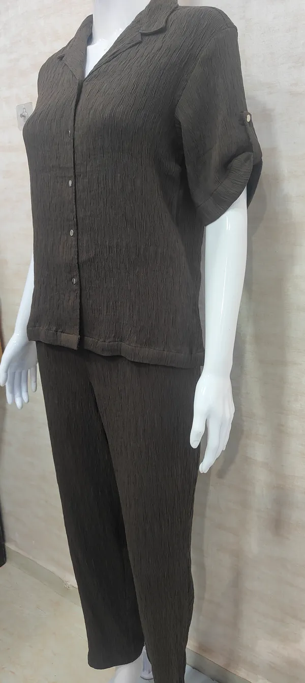 Brown_Rayon_Blend_Not_So_Casual_Co-Ord_Set_For_Women_&_Girls