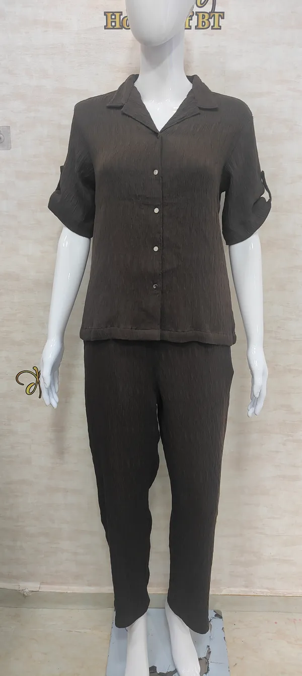 Brown_Rayon_Blend_Not_So_Casual_Co-Ord_Set_For_Women_&_Girls