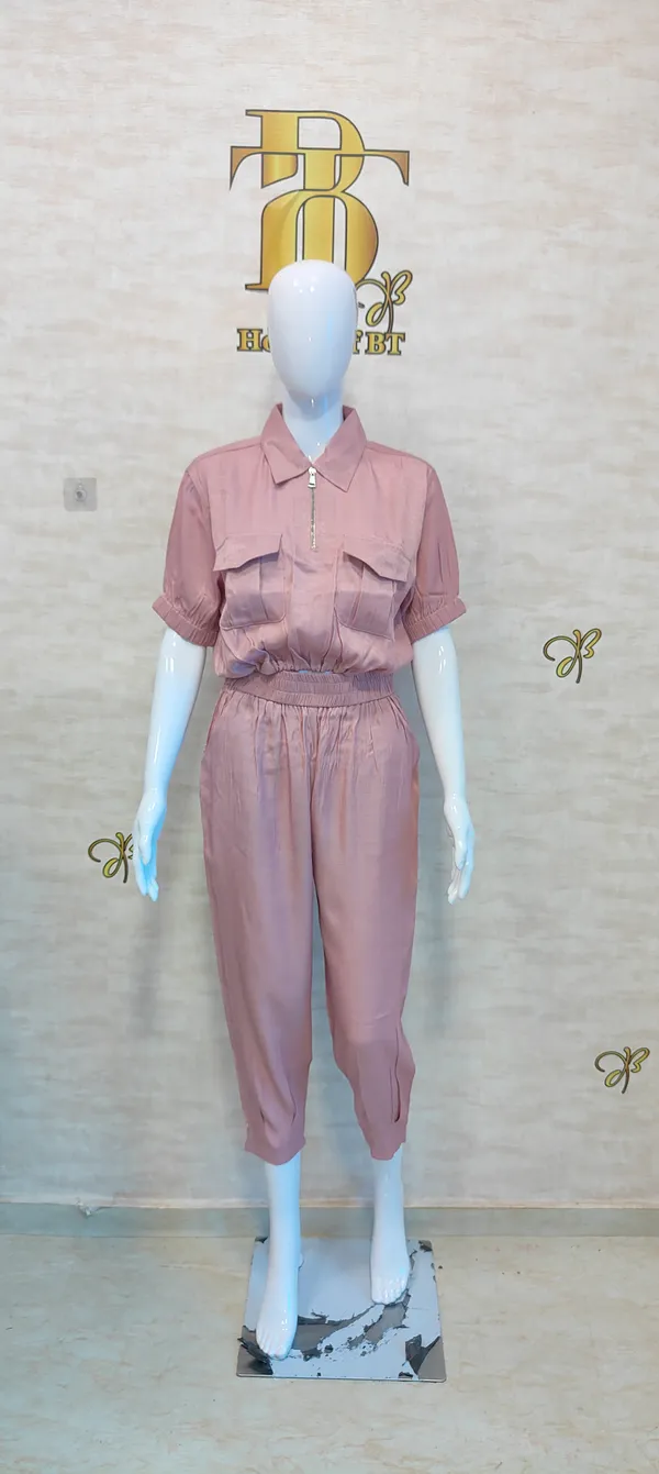 Pink_Rayon,_Polyster_Blend_Cropped_Zipup_Top_For_Women_&_Girls