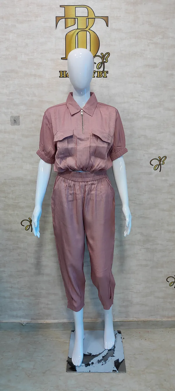 Pink_Rayon,_Polyster_Blend_Cropped_Zipup_Top_For_Women_&_Girls