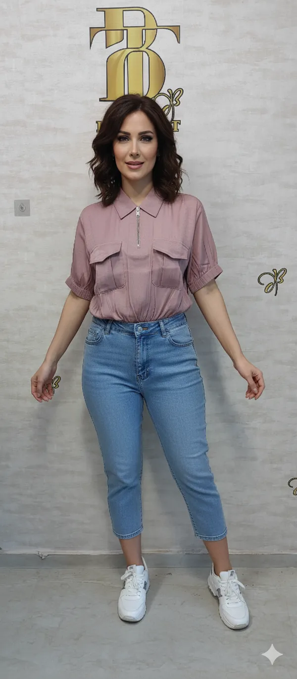 Pink_Rayon,_Polyster_Blend_Cropped_Zipup_Top_For_Women_&_Girls