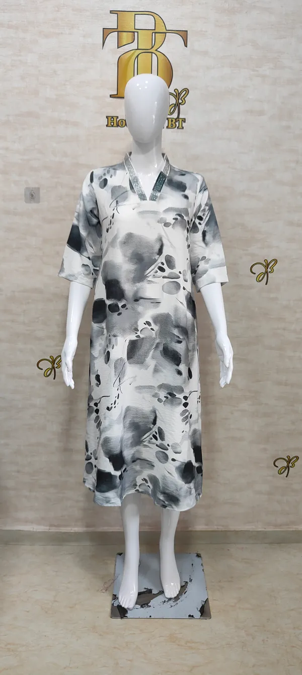 Grey_Rayon_Blend_Water_Color_Print_Dress_For_Women_&_Girls