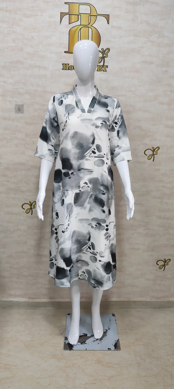 Grey_Rayon_Blend_Water_Color_Print_Dress_For_Women_&_Girls