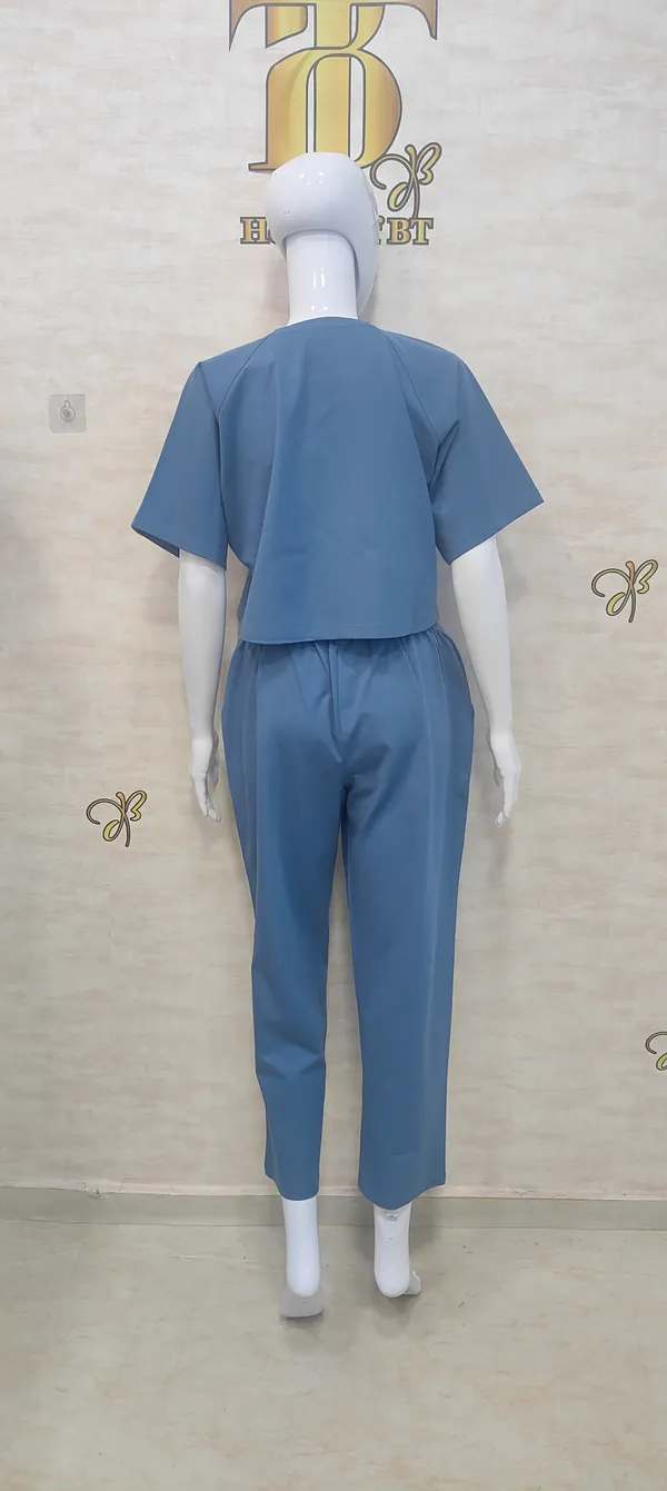 Blue_Rayon,_Nylon_&_Spandex_Drop_Shoulder_Crop_Top_For_Women_&_Girls