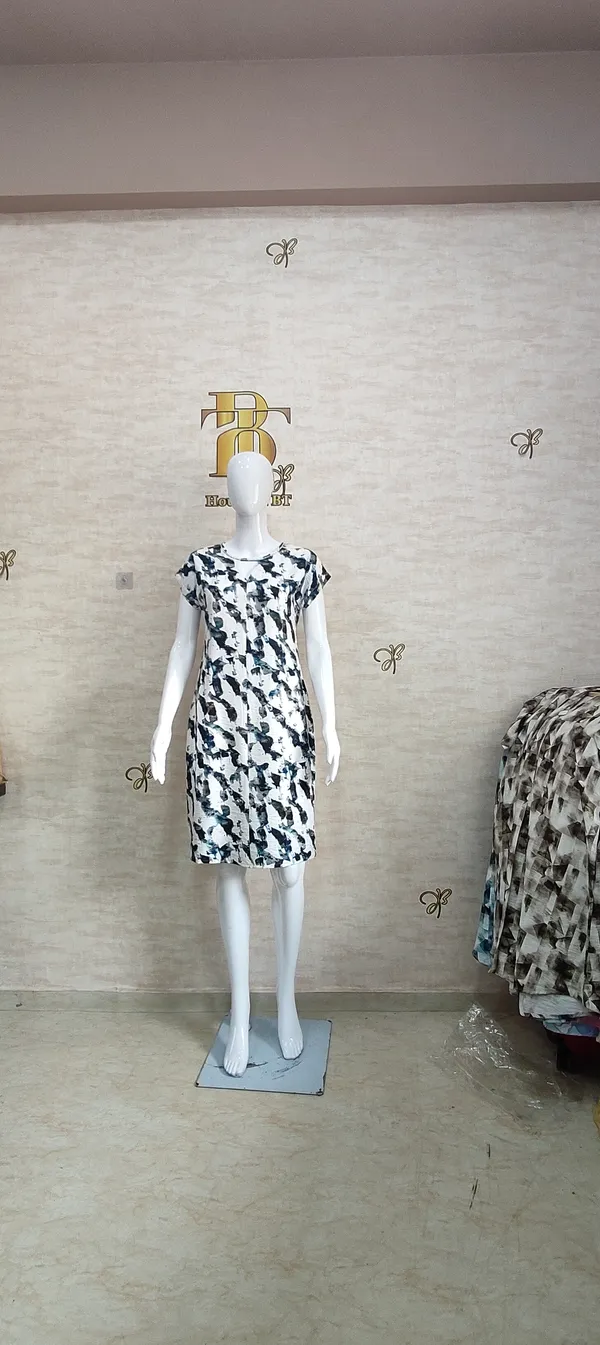 Blue_Rayon_Blend_Chic_And_Smart_Shift_Style_Dress_For_Women_&_Girls