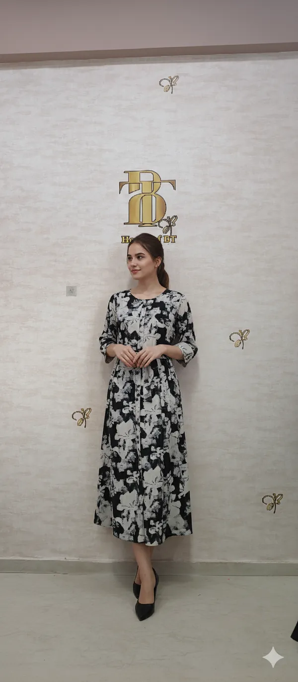 Grey_Poly_Floral_Flared_Dress_For_Women_&_Girls