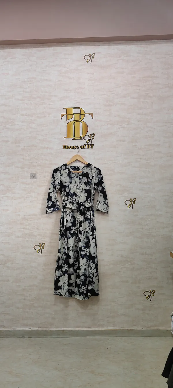 Grey_Poly_Floral_Flared_Dress_For_Women_&_Girls