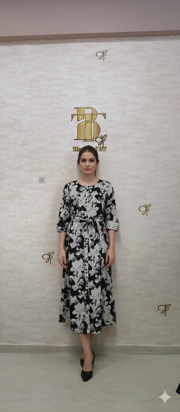 Grey_Poly_Floral_Flared_Dress_For_Women_&_Girls